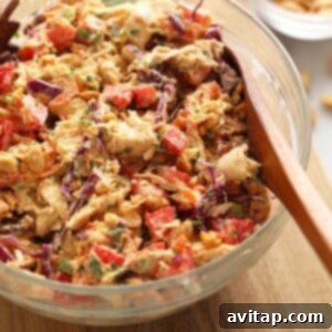 Thai Peanut Chicken Salad, a close-up image for the recipe card