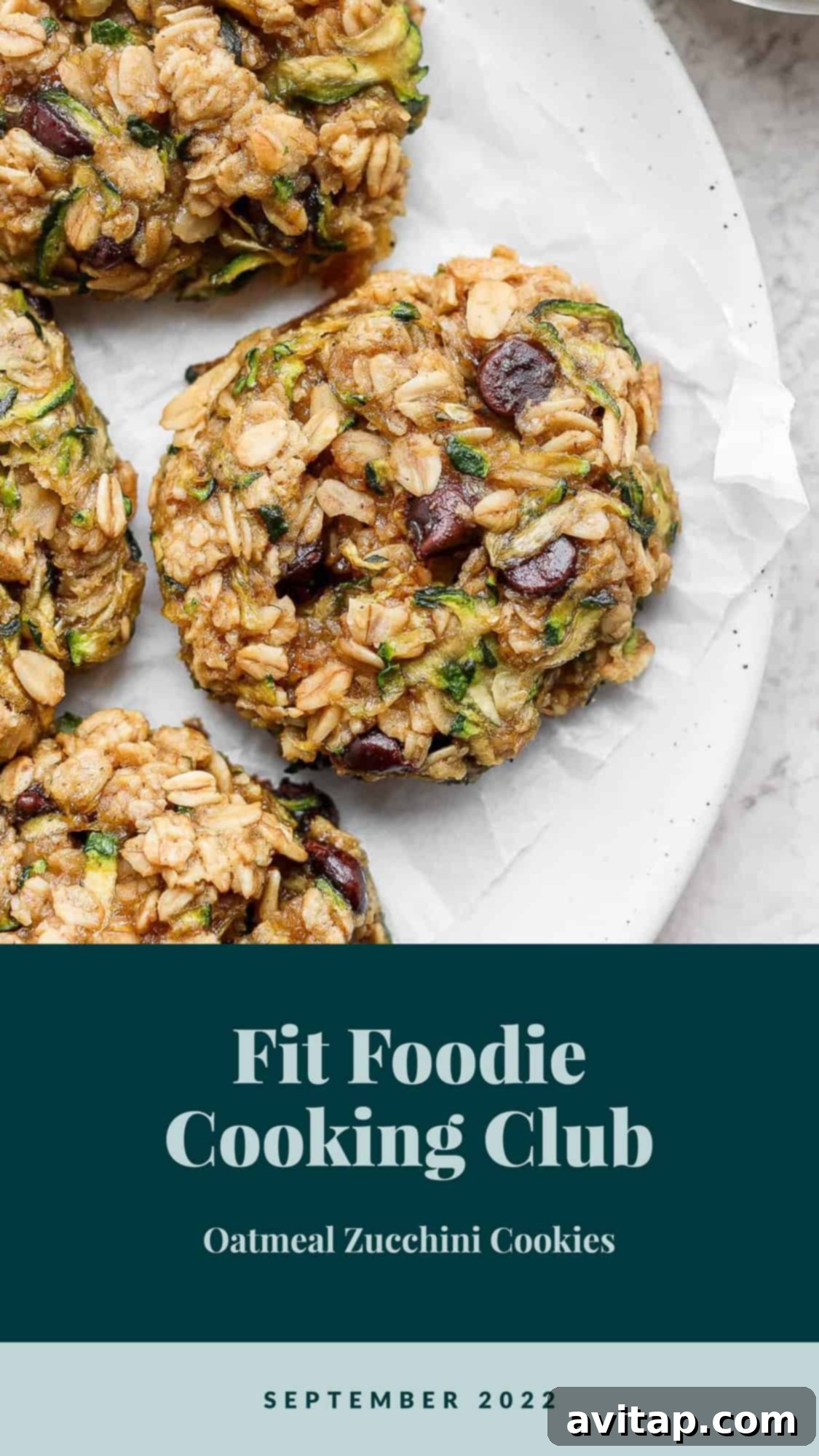 Freshly baked zucchini oatmeal cookies arranged artfully on a plate, ready to be enjoyed.