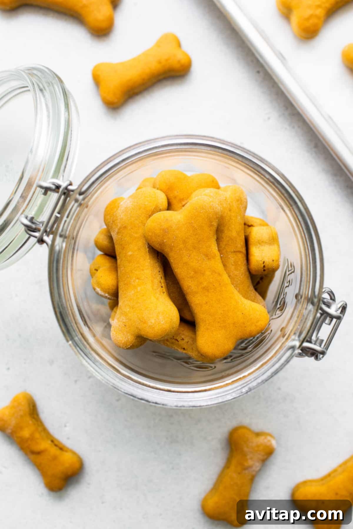Homemade dog treats stored neatly in a glass jar, ready for snacking.