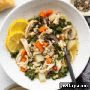 A comforting bowl of chicken soup, perfect for any meal.