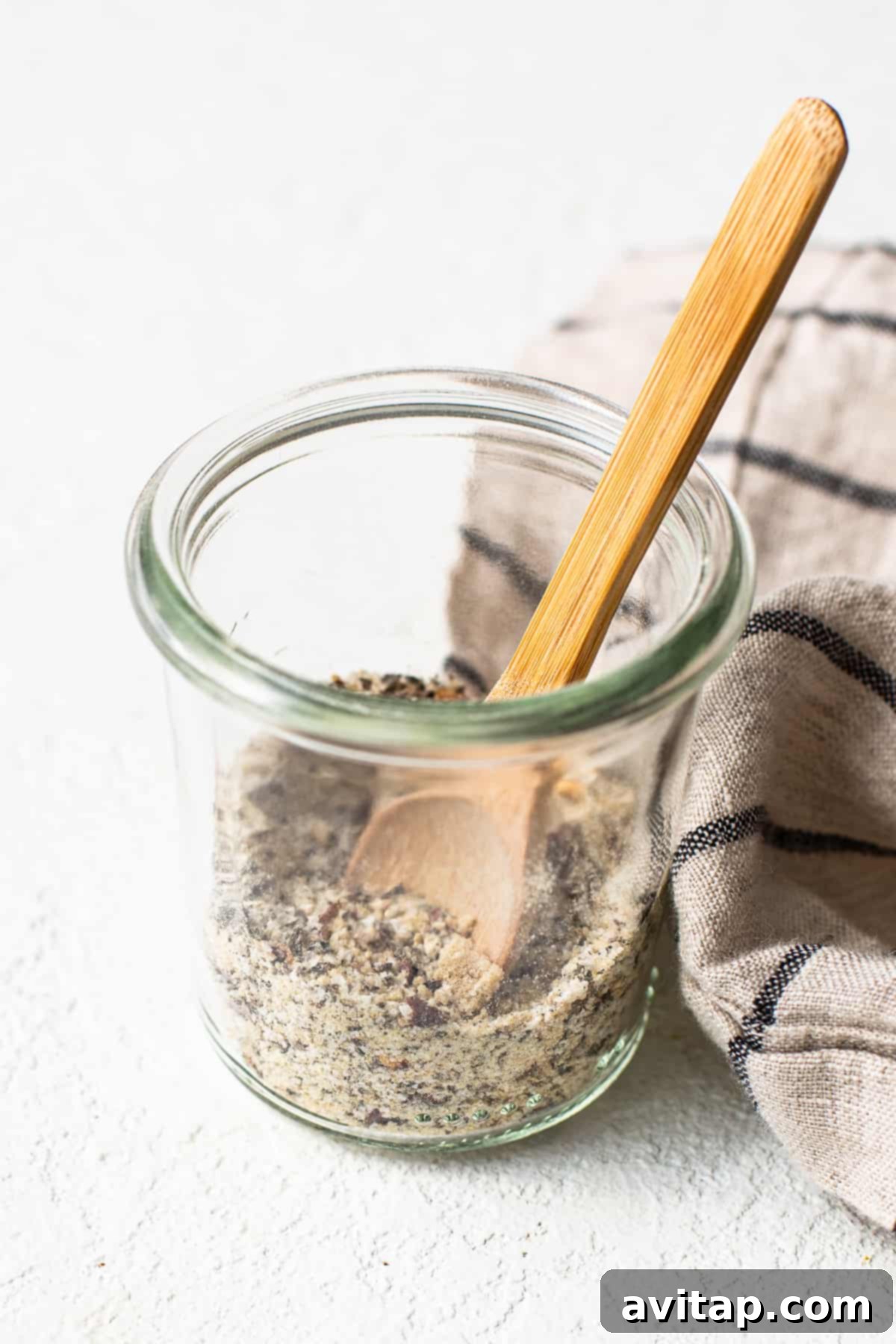 Store your delicious homemade steak seasoning in an airtight jar. Homemade steak seasoning stored in a clear glass jar with a lid.