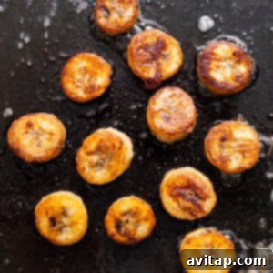 Decadent Bananas Foster Muffins 7 Caramelizing bananas for the topping in a skillet.