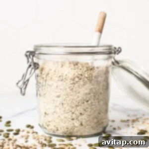 Prepared dry porridge mix stored in a glass jar.