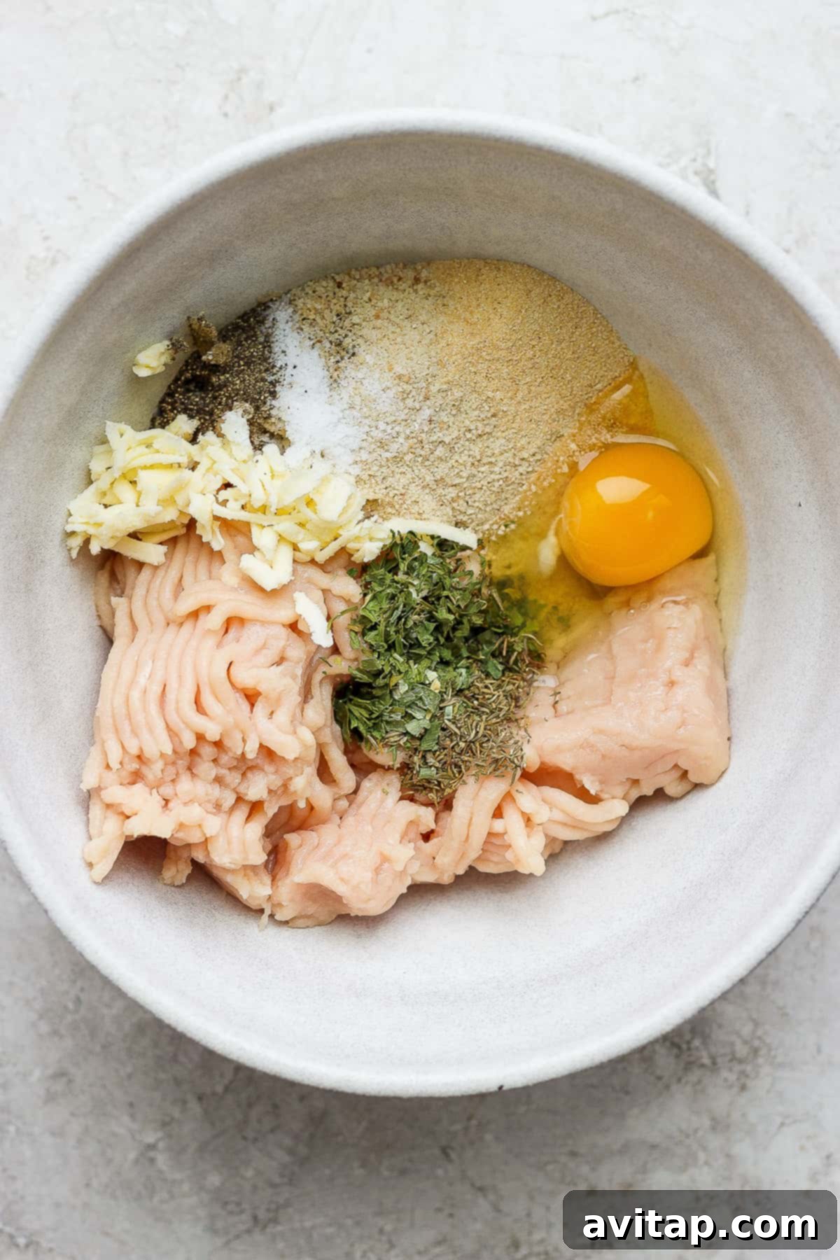 meatball ingredients in bowl.