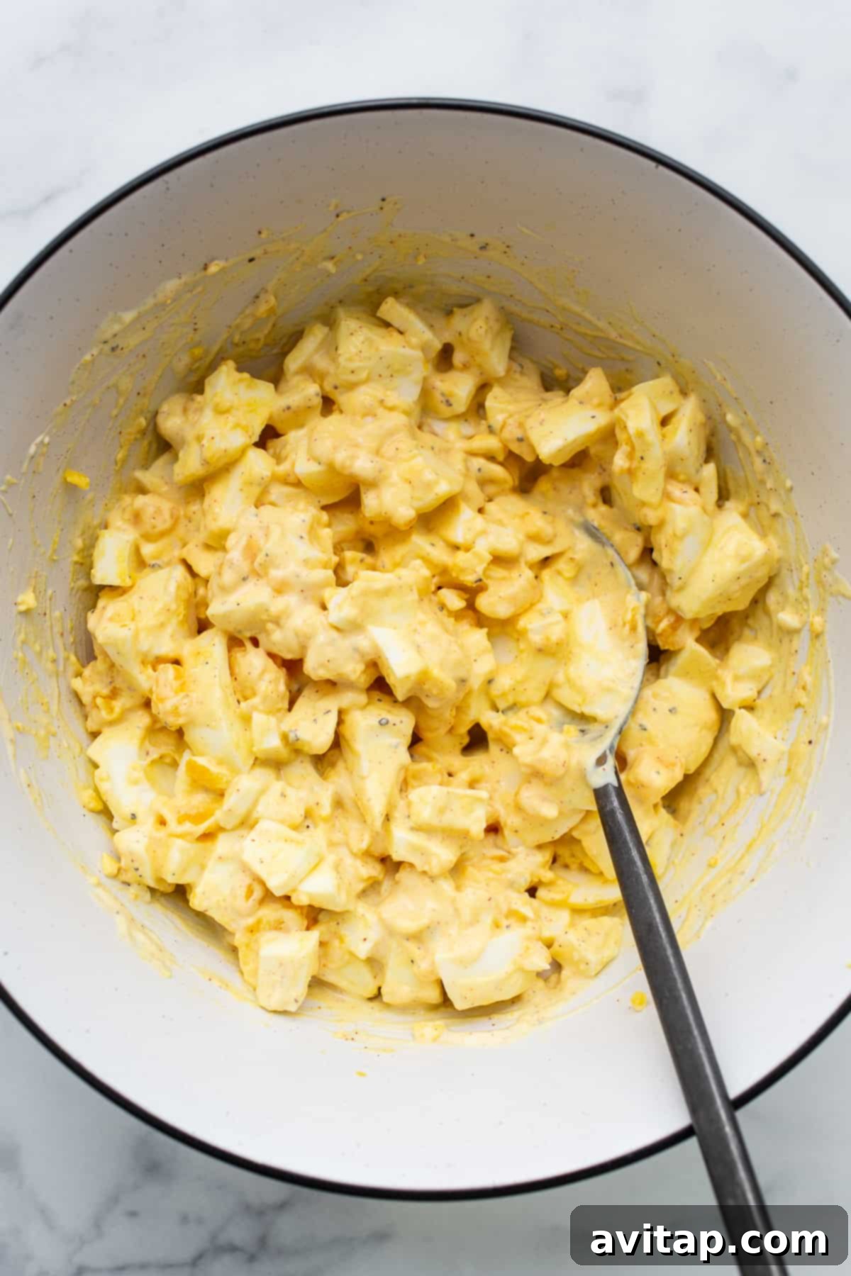 egg salad in bowl.