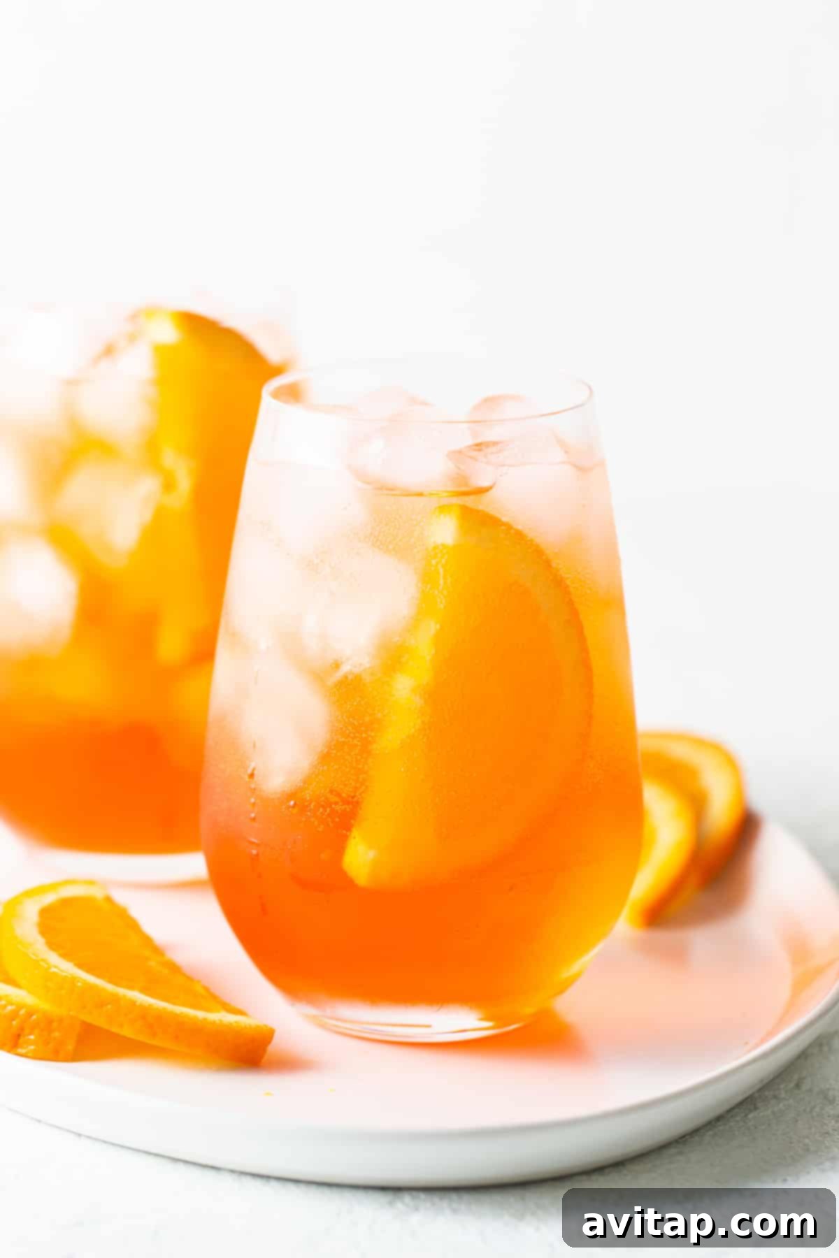 Aperol spritz in a glass.