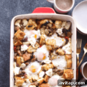 A vibrant and healthy breakfast casserole dish, freshly baked and ready to enjoy, showcasing a perfect golden crust.