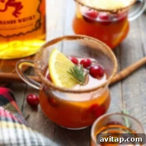 Hot toddy in mug, perfect for warming up.