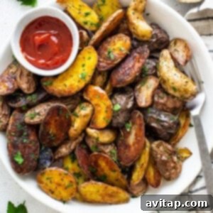 bowl of fingerling potatoes and ketchup.