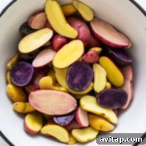 bowl of raw fingerling potatoes.