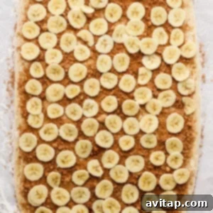 A square of banana slices on a piece of paper.
