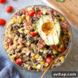 Make this light and refreshing quinoa salad recipe with ingredients you probably already have on hand! This flavorful Mexican salad is vegan and gluten-free, perfect for all.