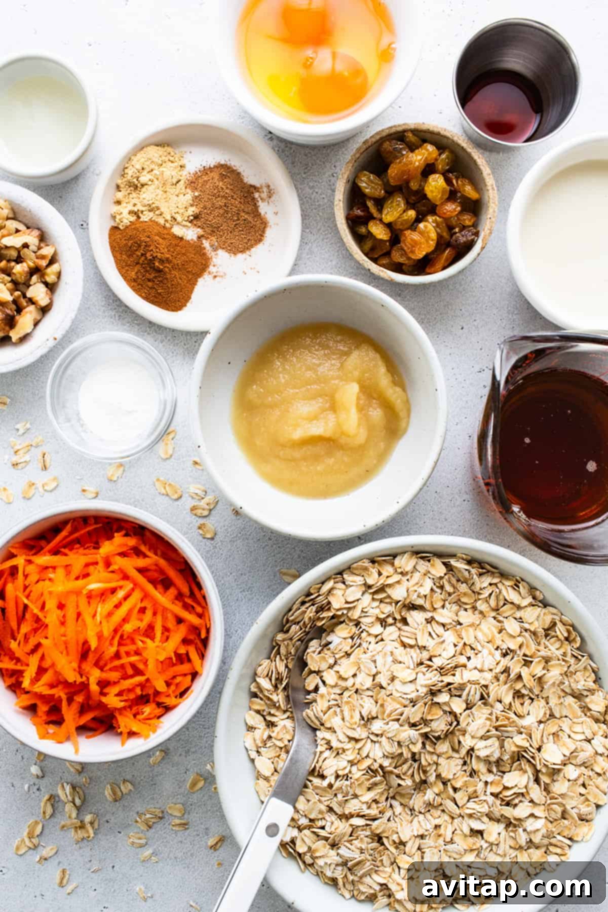 Spiced Carrot Cake Oatmeal Cups 3 Oats, carrots, oat bran, chia seeds, chia seeds, chia seeds, .