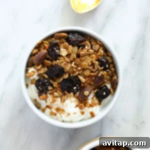 Artisan Pistachio Cherry Granola 7 Granola on a yogurt parfait