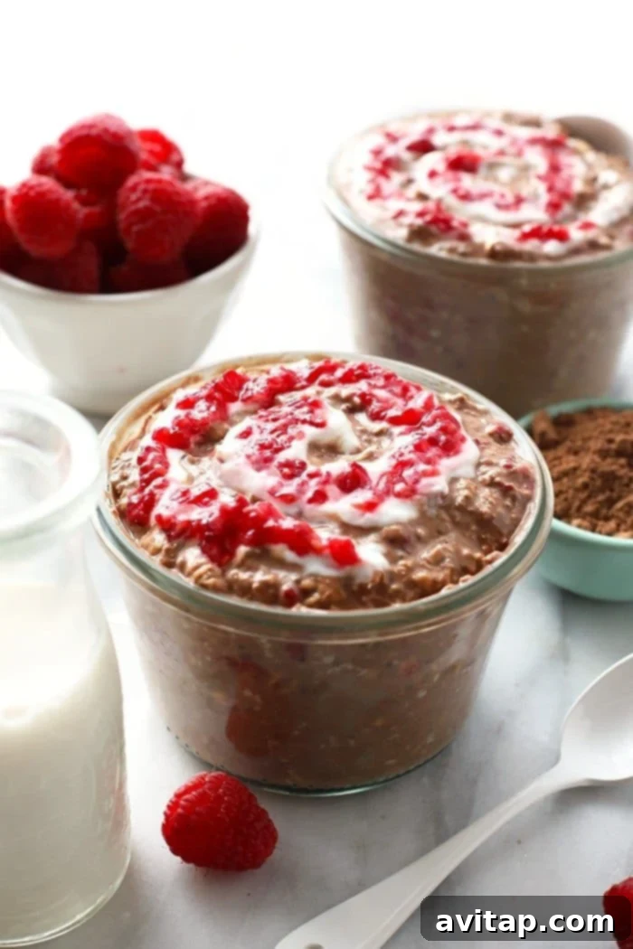 Chocolate Raspberry Cheesecake Overnight Oats - Healthy Recipes for Nursing Moms