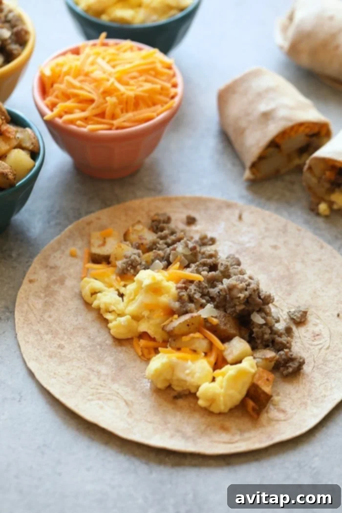 These make ahead breakfast burritos are the perfect grab-n-go breakfast choice for your busy mornings. They are packed with veggies and protein to keep your energy up all day. Make a double batch of these freezer breakfast burritos for an easy, healthy meal-prep breakfast you can enjoy all week long. These make ahead breakfast burritos are the perfect grab-n-go breakfast choice for your busy mornings. They are packed with veggies and protein to keep your energy up all day. Make a double batch of these freezer breakfast burritos for an easy, healthy meal-prep breakfast you can enjoy all week long.
