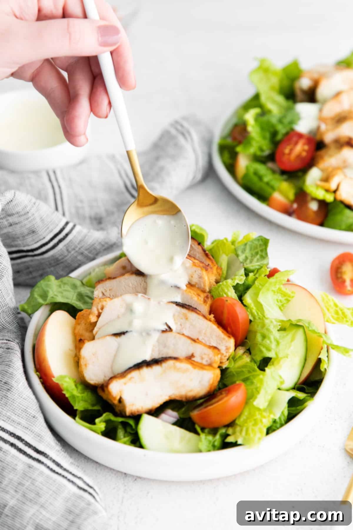 Chargrilled Buffalo Chicken Salad 2 Delicious grilled buffalo chicken salad, perfect for a healthy summer meal.