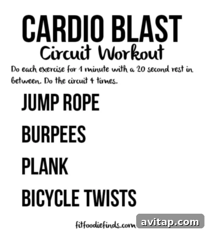Effective Home Cardio No Gear Required 4 An illustration of a cardio blast circuit workout, focusing on high-intensity movements for improved cardiovascular health.