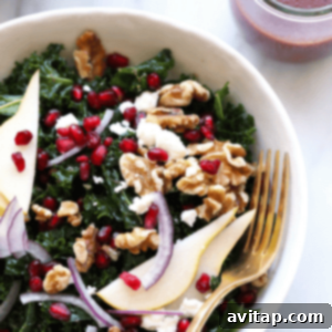 kale salad with pomegranate dressing.