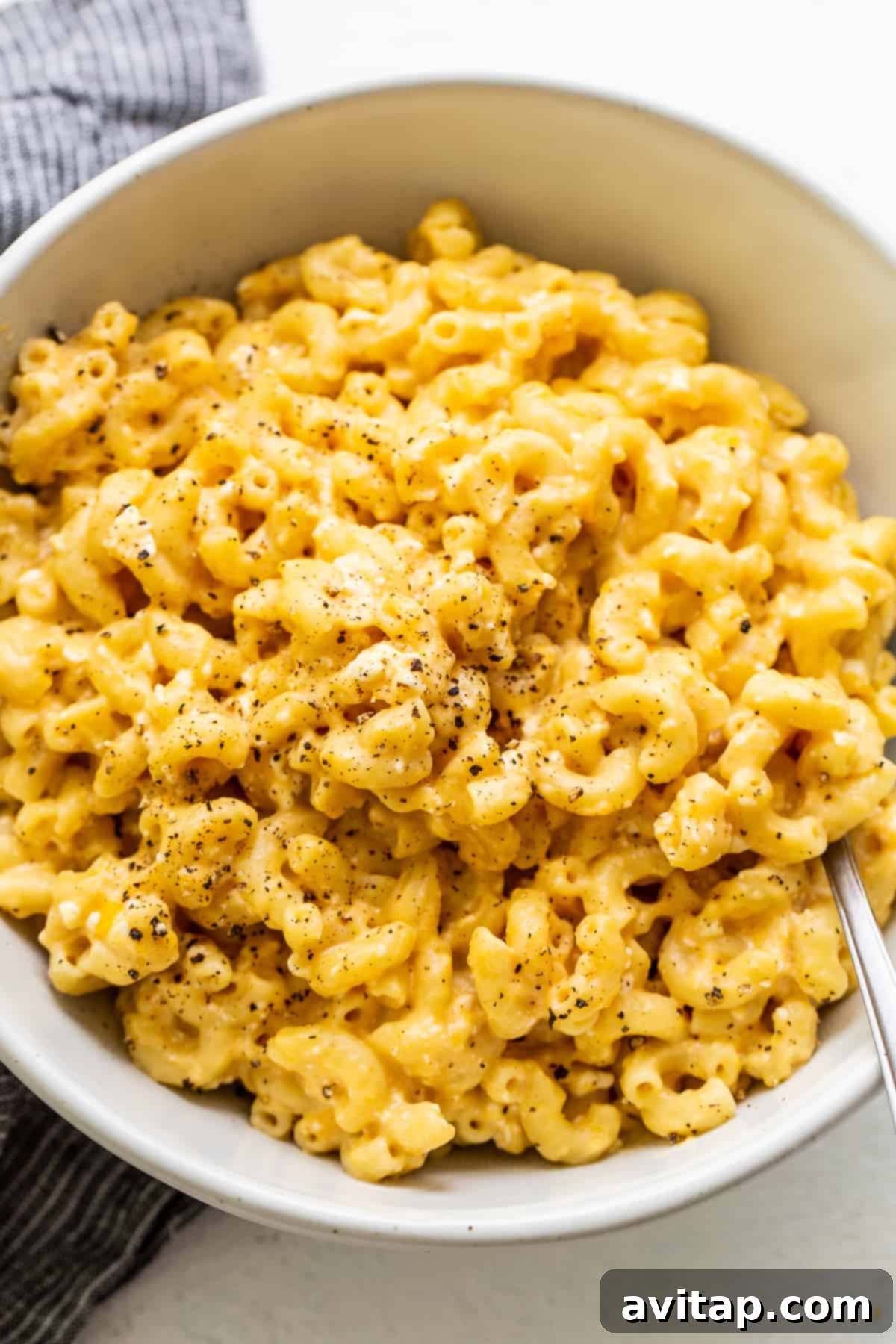 Protein-Packed Instant Pot Mac and Cheese 3 Instant Pot mac and cheese in a large serving bowl, ready to be dished out.