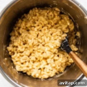 Finished protein mac and cheese in the Instant Pot liner, ready to serve.