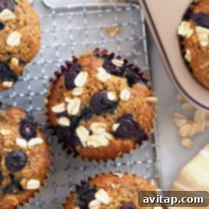 Wholesome Blueberry Muffins 3 blueberry oatmeal muffins