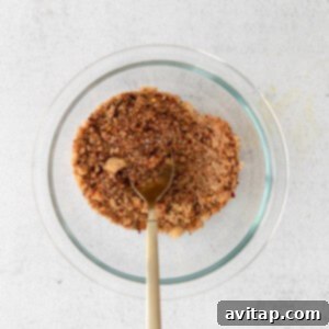 Granola in a glass bowl.