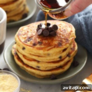 stack of fluffy gluten-free cornbread pancakes