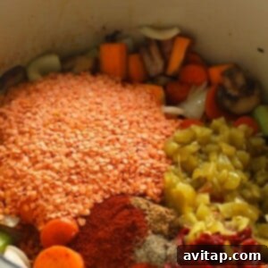 A bowl filled with sweet potato and lentil stew.