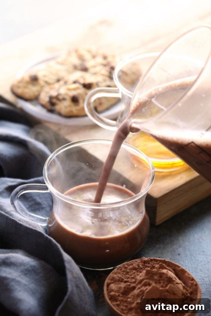A mug of hot cocoa, ready to be enjoyed on a chilly day