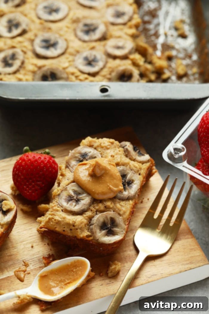 Baked oatmeal queens do we have a recipe for you! This Peanut Butter Banana Baked Oatmeal is perfectly sweetened with mashed banana and a little bit of maple syrup and gluten-free made with ground oat flour and rolled oats. Make this on the weekend for the family or during the week for a healthy breakfast meal prep recipe. baked oatmeal