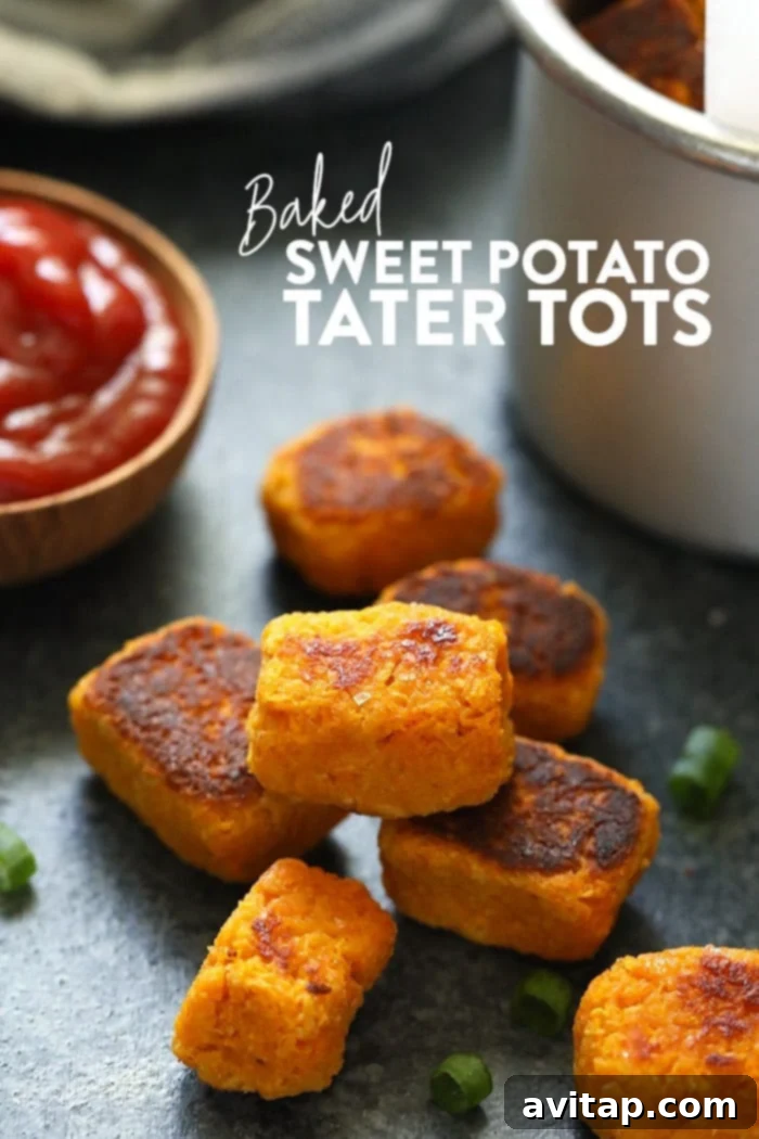 Sweet potatoes stacked on the counter, ready to be transformed into delicious tater tots.