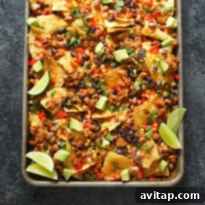 healthy chicken nachos on pan