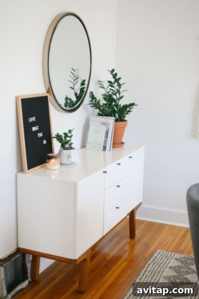 Modern Buffet with Gold Circle Mirror