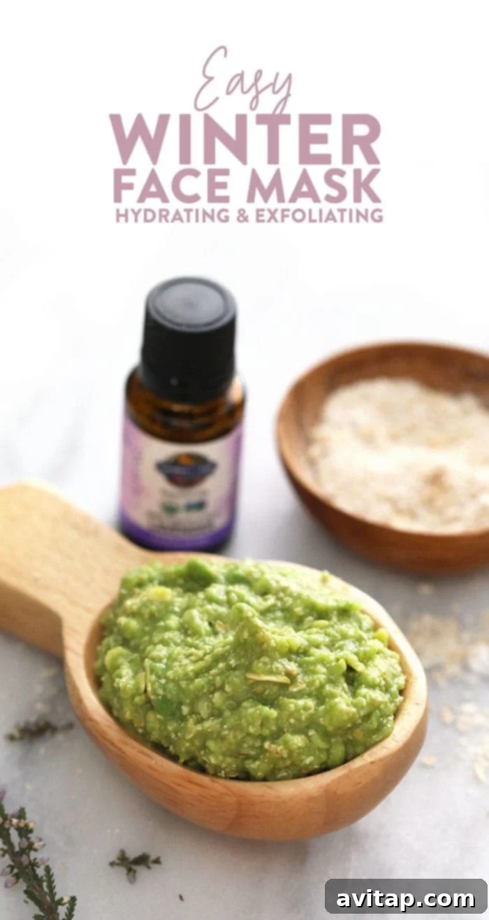 Homemade Oatmeal Avocado Face Mask for winter skin care