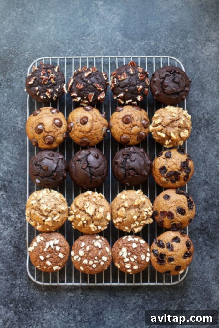 Collection of healthy muffins on a cooling rack