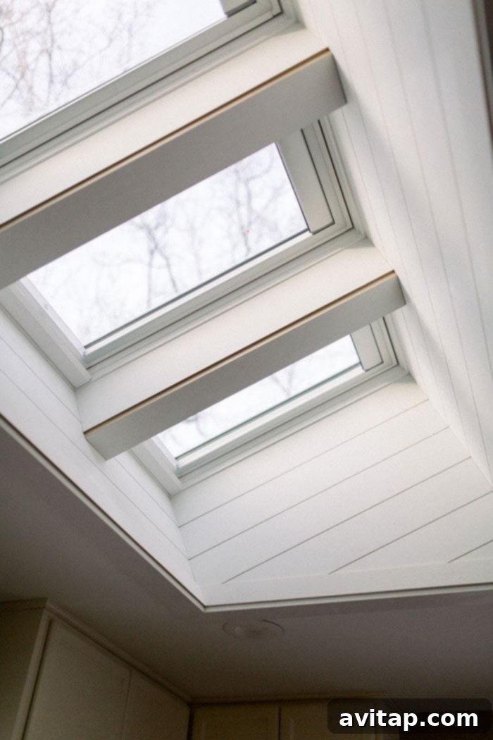 VELUX Kitchen Skylights illuminating a modern kitchen design with natural light