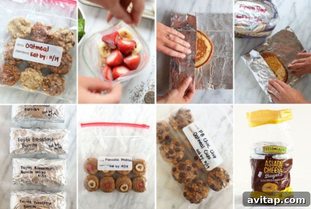 Assortment of 8 different make-ahead breakfast recipes.