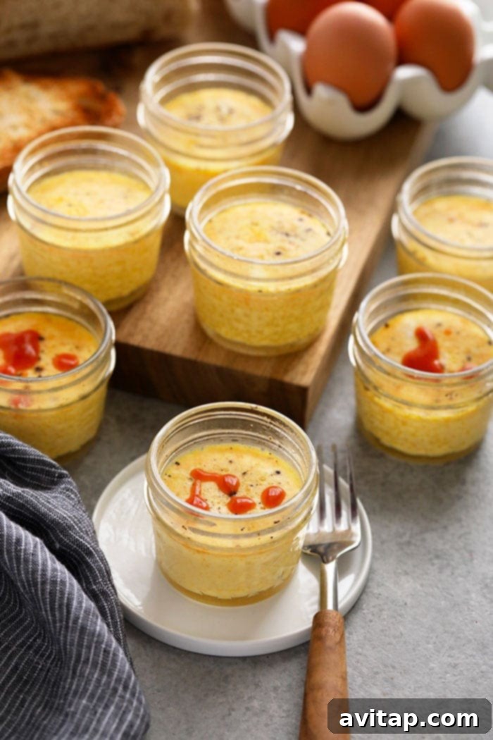 Sous Vide Egg Bites cooking in jars.