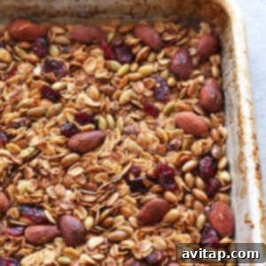 Homemade Granola Recipe Card Image Healthy granola recipe with nuts and cranberries, perfect for breakfast.