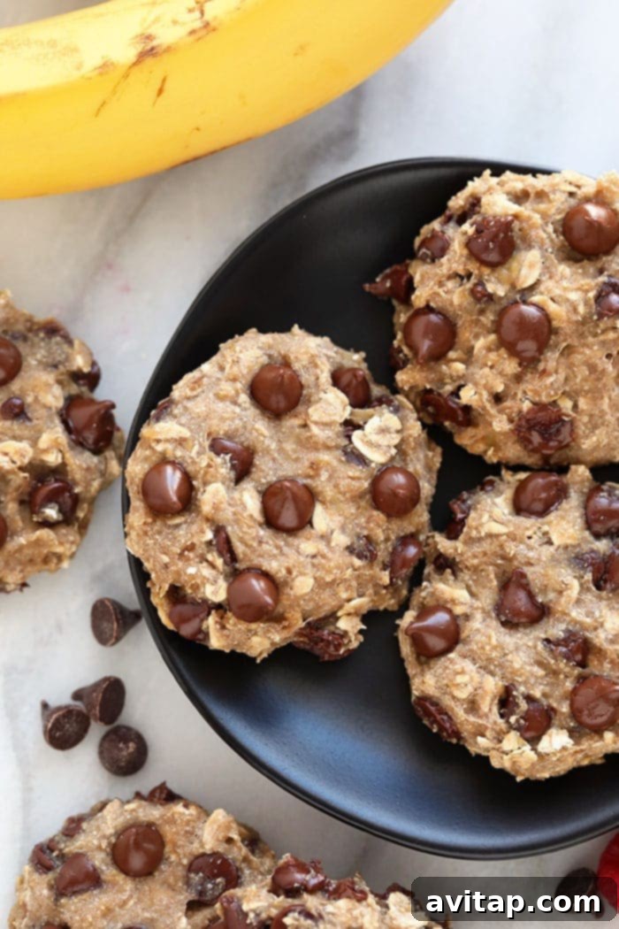 Stored Banana Oatmeal Cookies Stack of banana oatmeal cookies