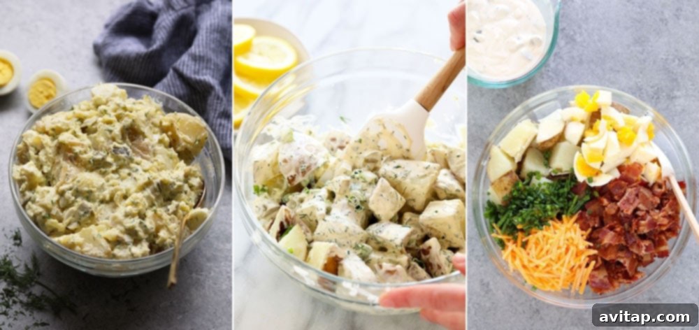 Explore our favorite healthy potato salad recipes, perfect for BBQs. A delicious trio of potato salads: Instant Pot, vegan, and loaded baked potato salad, perfect for any gathering.