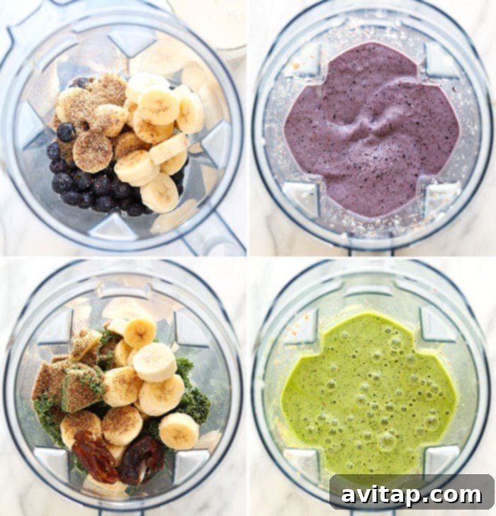 smoothie in blender 4 times.