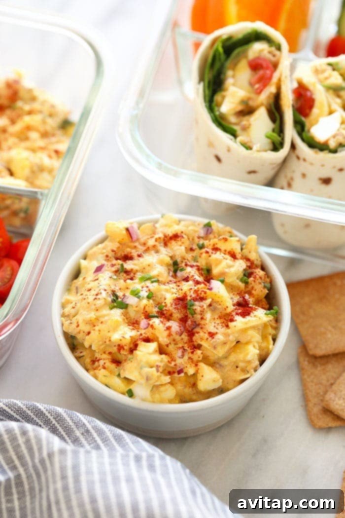 High-Protein Tuna Egg Salad: A perfect blend of tuna and egg salad for a healthy, quick lunch. Delicious high-protein tuna egg salad recipe in a serving bowl, ready to enjoy