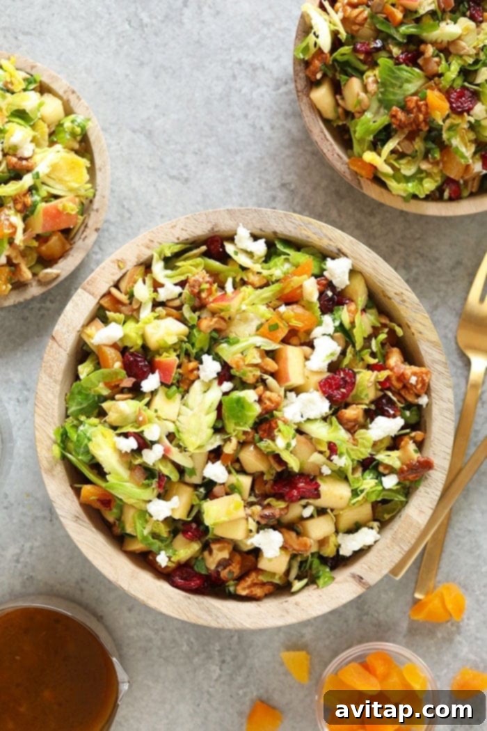 shaved brussels sprout salad in a bowl