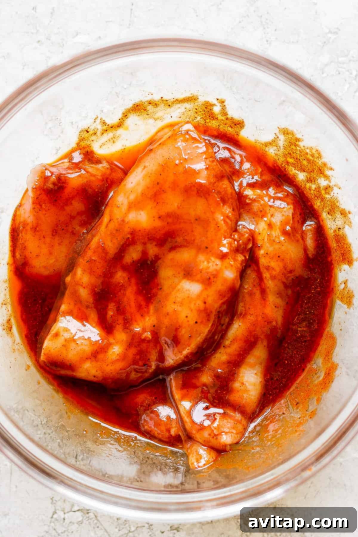 Smoky BBQ Chicken Perfection 4 A bowl of chicken pieces coated in BBQ sauce.