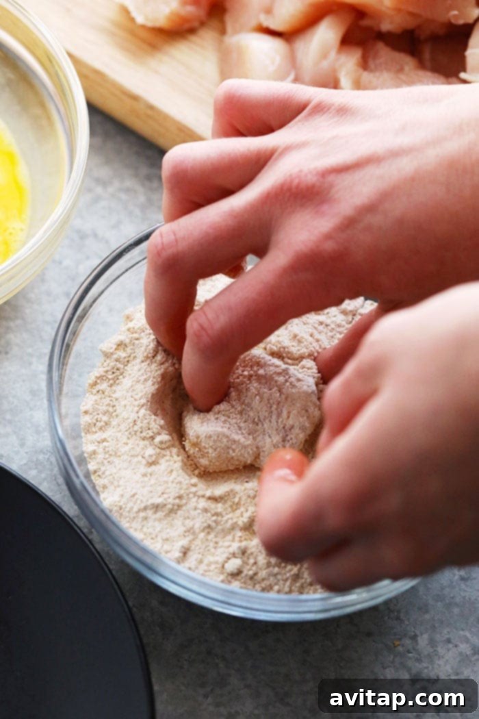 Chicken coated in flour mixture