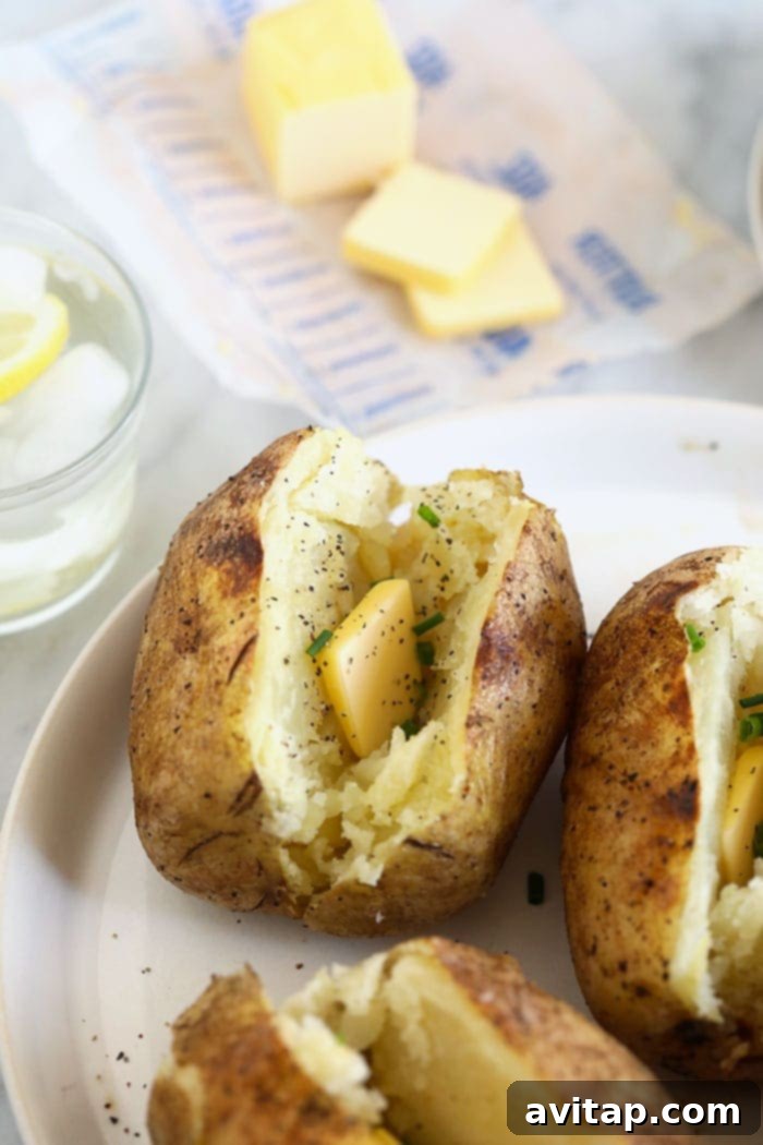 Baked Potato in Foil: Your Guide to a Fluffy Oven or Grilled Side Perfectly baked potato in foil with a dollop of butter, ready to be enjoyed as a delicious side dish.
