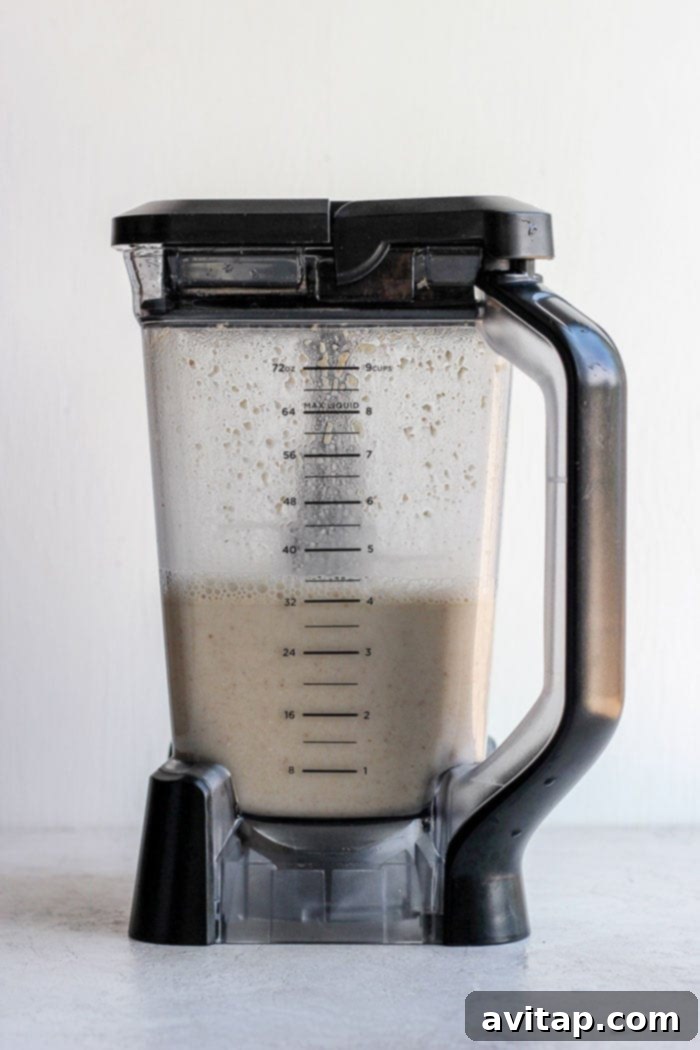 Oat milk ingredients in a blender, ready for blending
