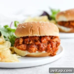 Wholesome Sloppy Joes 2 healthy sloppy joe on a bun
